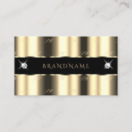 Luxury Cream Golden Black Sparkle Jewels Monogram Visitekaartje