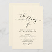 Luxury Cream Wedding Elegant Calligraphy Script Kaart (Voorkant / Achterkant)