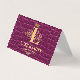 Luxury Crocodile Leather Elegant Gold Monogram Visitekaartje