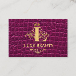 Luxury Crocodile Leather Elegant Gold Monogram Visitekaartje