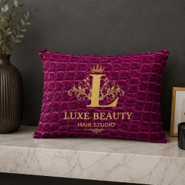 Luxury Crocodile Leather Monogram Gold Initial Accent Kussen