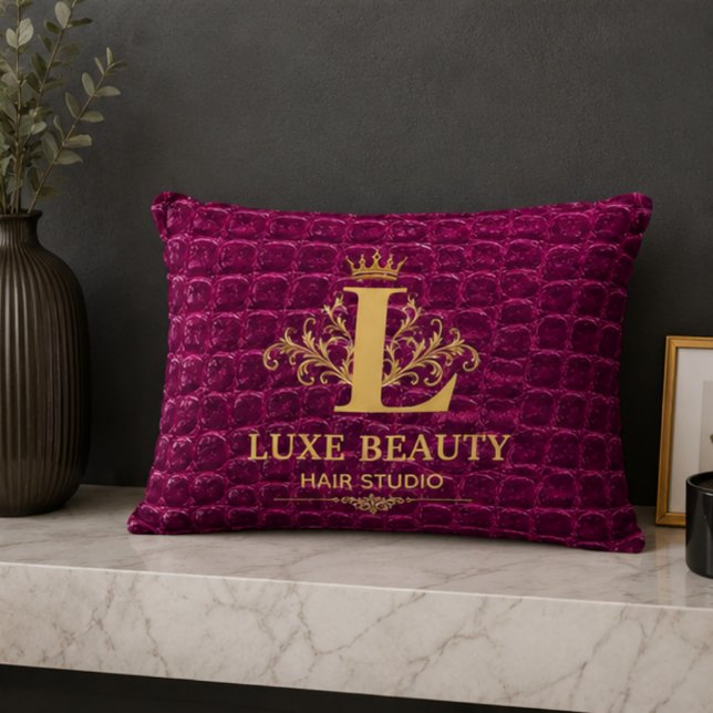 Luxury Crocodile Leather Monogram Gold Initial  Accent Kussen (Creator heeft geüpload)