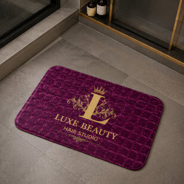 Luxury Crocodile Leather Monogram Gold Initial Badmat