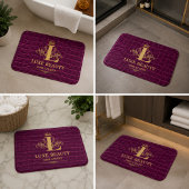 Luxury Crocodile Leather Monogram Gold Initial Badmat