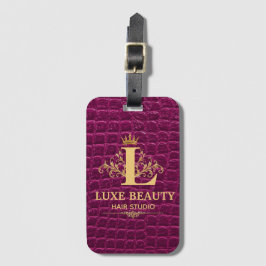 Luxury Crocodile Leather Monogram Gold Initial Bagagelabel
