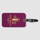 Luxury Crocodile Leather Monogram Gold Initial Bagagelabel (Voorkant (horizontaal))