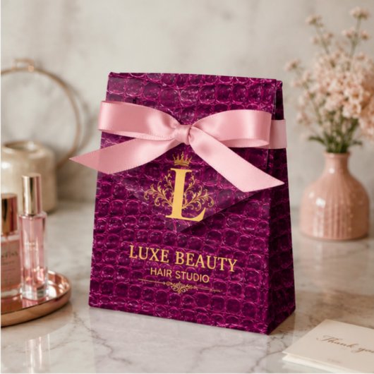 Luxury Crocodile Leather Monogram Gold Initial Bedankdoosjes