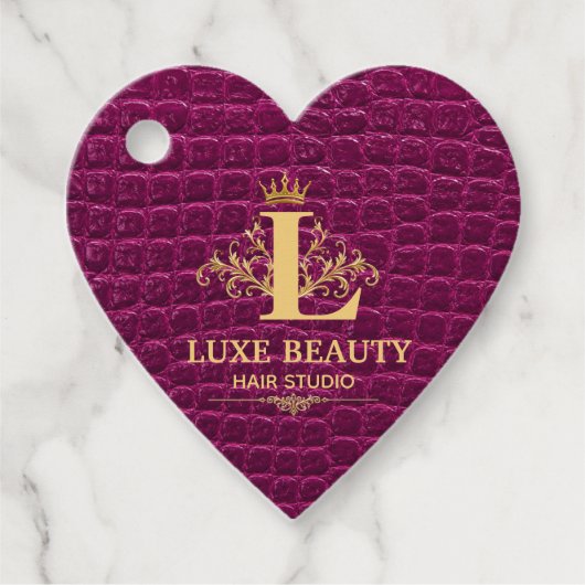 Luxury Crocodile Leather Monogram Gold Initial  Bedankjes Labels (Voorkant)