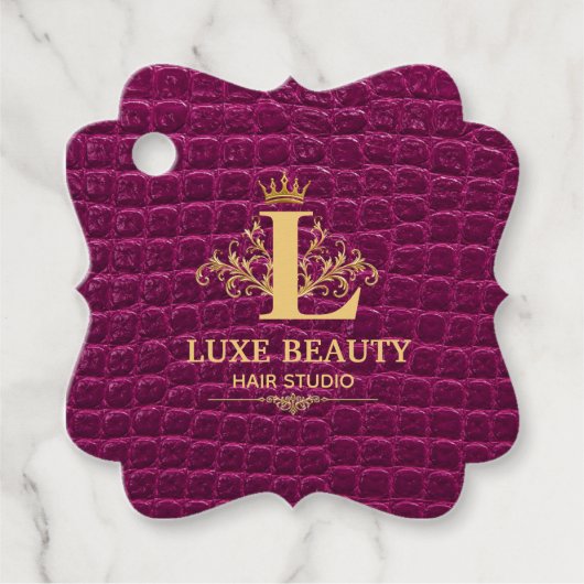 Luxury Crocodile Leather Monogram Gold Initial Bedankjes Labels (Voorkant)