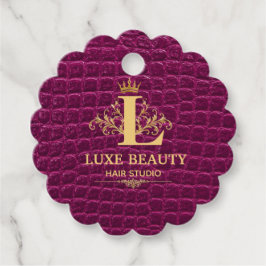 Luxury Crocodile Leather Monogram Gold Initial Bedankjes Labels