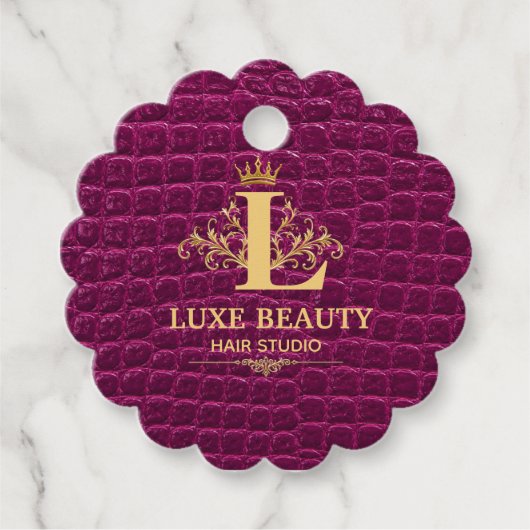 Luxury Crocodile Leather Monogram Gold Initial Bedankjes Labels (Voorkant)