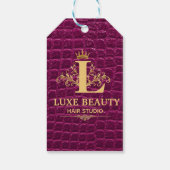 Luxury Crocodile Leather Monogram Gold Initial Cadeaulabel (Achterkant)