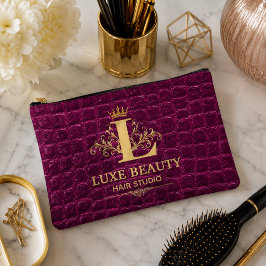 Luxury Crocodile Leather Monogram Gold Initial Etui