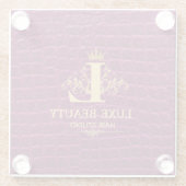 Luxury Crocodile Leather Monogram Gold Initial Glazen Onderzetter (Achterkant)