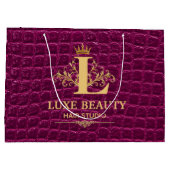 Luxury Crocodile Leather Monogram Gold Initial Groot Cadeauzakje (Achterkant)