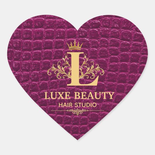 Luxury Crocodile Leather Monogram Gold Initial Hart Sticker (Voorkant)