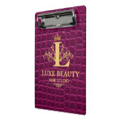Luxury Crocodile Leather Monogram Gold Initial Mini Klembord (Angled2)