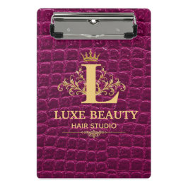 Luxury Crocodile Leather Monogram Gold Initial Mini Klembord