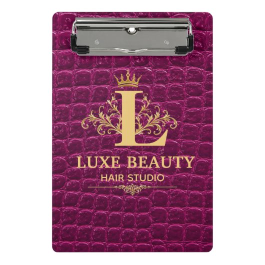 Luxury Crocodile Leather Monogram Gold Initial Mini Klembord (Voorkant)