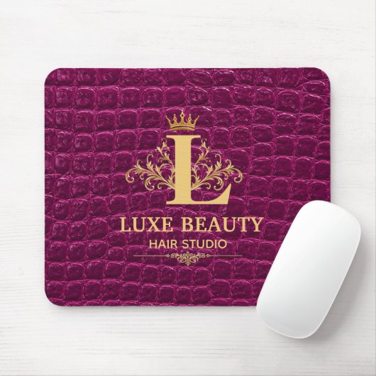 Luxury Crocodile Leather Monogram Gold Initial  Muismat (Met muis)