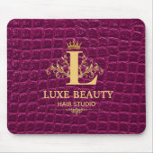Luxury Crocodile Leather Monogram Gold Initial  Muismat (Voorkant)