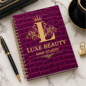 Luxury Crocodile Leather Monogram Gold Initial  Notitieboek