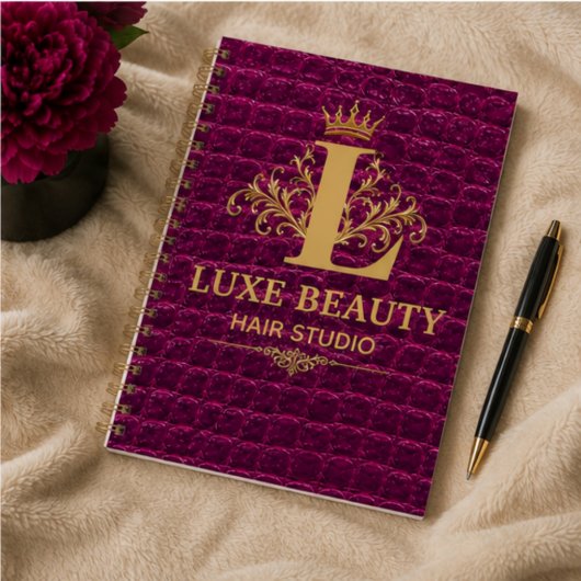 Luxury Crocodile Leather Monogram Gold Initial  Notitieboek