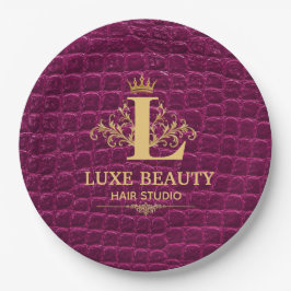 Luxury Crocodile Leather Monogram Gold Initial Papieren Bordje