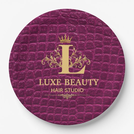Luxury Crocodile Leather Monogram Gold Initial  Papieren Bordje (Voorkant)