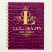 Luxury Crocodile Leather Monogram Gold Initial Planner (Voorkant)