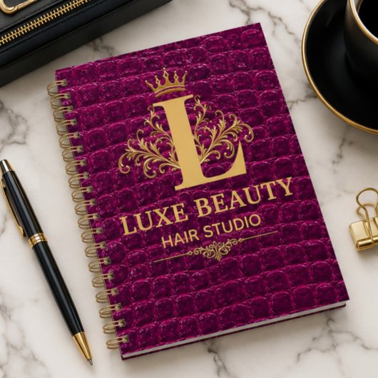 Luxury Crocodile Leather Monogram Gold Initial Planner