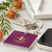 Luxury Crocodile Leather Monogram Gold Initial Sleutelhanger (Voorkant Rechts)