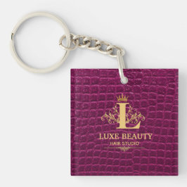 Luxury Crocodile Leather Monogram Gold Initial Sleutelhanger