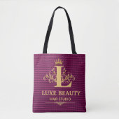Luxury Crocodile Leather Monogram Gold Initial Tote Bag (Voorkant)