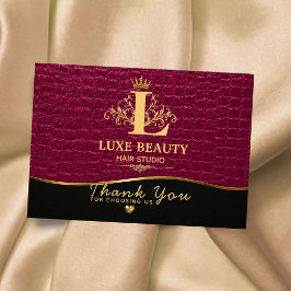 Luxury Crocodile Leather Thank You Card Bedankkaart