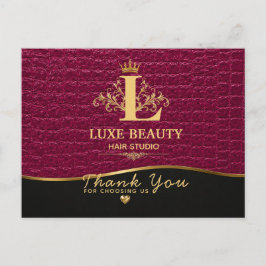 Luxury Crocodile Leather Thank You Card Briefkaart