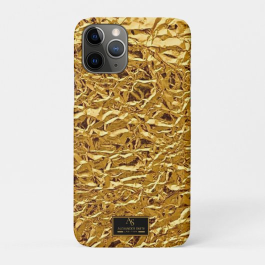 Luxury Crumpled Gold Foil Texture Elegant Metallic Case-Mate iPhone Case (Achterkant)