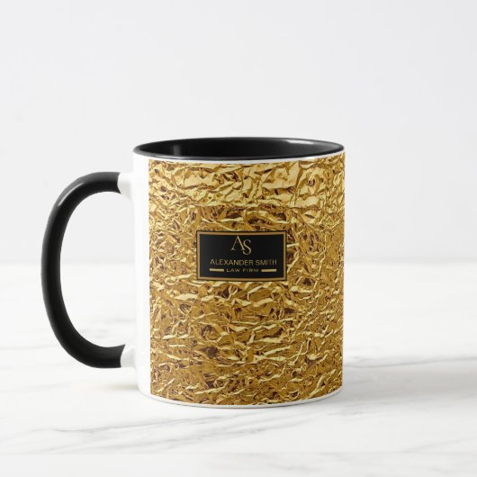 Luxury Crumpled Gold Foil Texture Elegant Metallic Mok (Links)