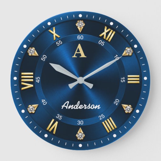Luxury Crystal Accents Royal Blue Grote Klok (Voorkant)