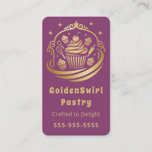 Luxury Cupcake Home Bakery Pastry Chef Modern Visitekaartje (Voorkant)