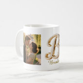 Luxury Cursive Gold White Initial  B + 2 PHOTO Koffiemok (Voorkant links)