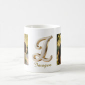Luxury Cursive Gold White Initial  I + 2 PHOTO Koffiemok (Center)