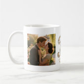 Luxury Cursive Gold White Initial  K + 2 PHOTO Koffiemok (Links)