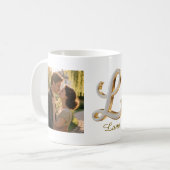 Luxury Cursive Gold White Initial L + 2 PHOTO Koffiemok (Voorkant links)