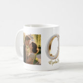 Luxury Cursive Gold White Initial  O + 2 PHOTO Koffiemok (Voorkant links)