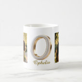 Luxury Cursive Gold White Initial  O + 2 PHOTO Koffiemok (Center)