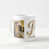 Luxury Cursive Gold White Initial  P + 2 PHOTO Koffiemok (Voorkant links)