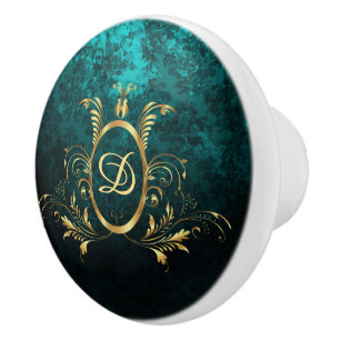 Luxury Damask gold Lijst - Gepersonaliseerd Keramische Knop