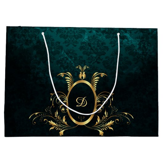 Luxury Damask Lijst monogram Groot Cadeauzakje (Achterkant)