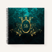 Luxury Damask Lijst monogram Notitieboek (Voorkant)